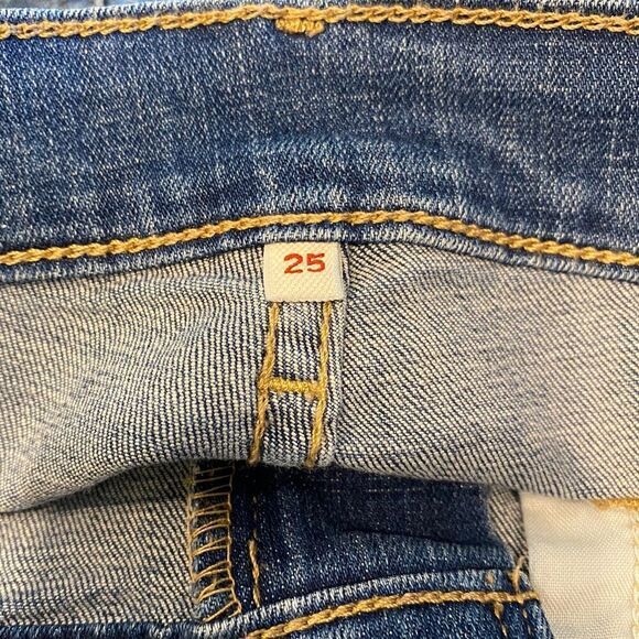 Levi’s Sz 25 Blue Denim Frayed Cut-Off Shorty Summer Jean Shorts - Picture 5 of 6